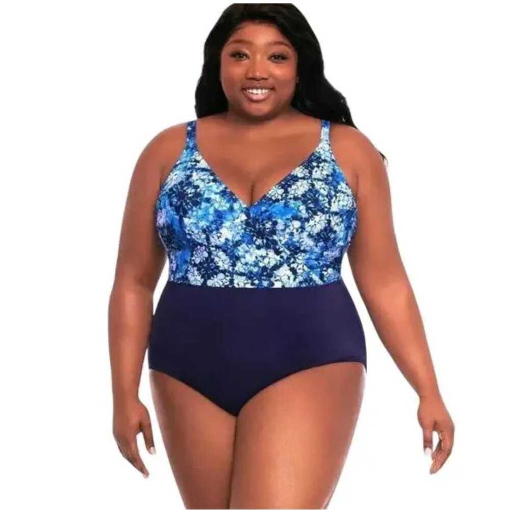 Dreamsuit By Miracle Brands Slimming Control One Piece Swimsuit Sz 24W NWT